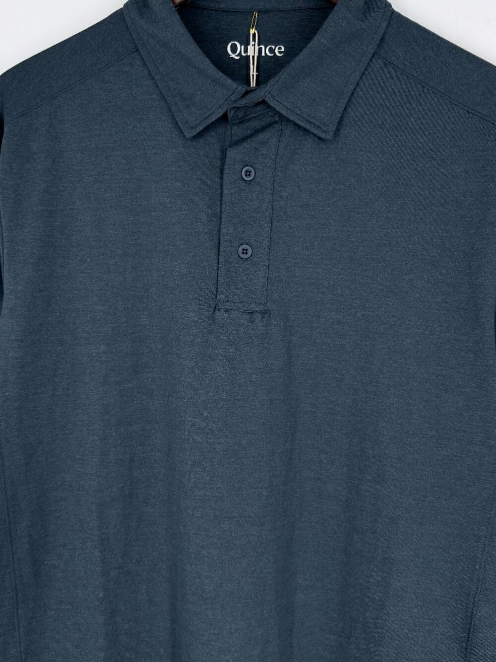 Quince Flowknit Breeze Performance Polo Shirt Heather Blue Melange Mens L